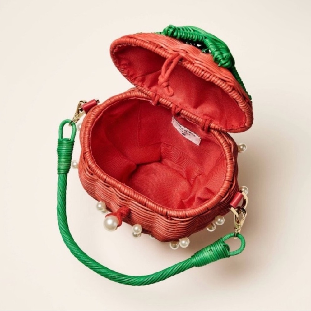 Kate Spade Mini Strawberry Bag in Red & Green w/ Purse Charm NWT - Picture 7 of 9